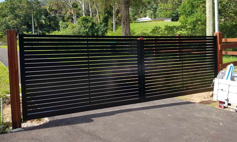 Aluminium Slat Double Swing Driveway Gates