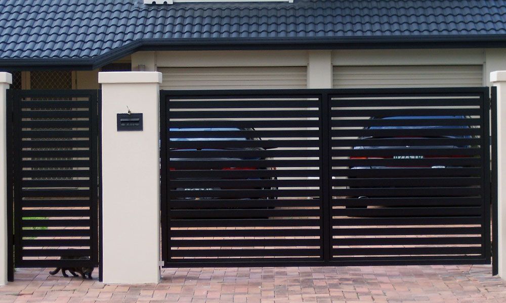 Slat Fence and Pedestrian Gate